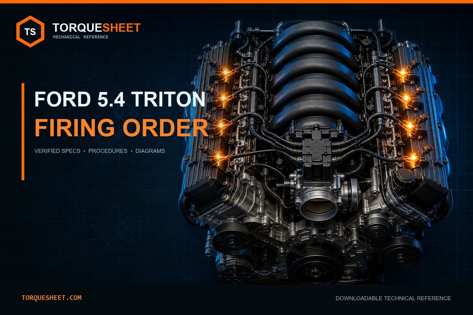 Ford 5.4 Triton Firing Order and Cylinder Diagram — TorqueSheet technical feature image
